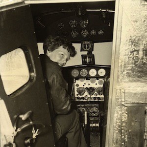 Earhart in the Electra cockpit, c. 1936